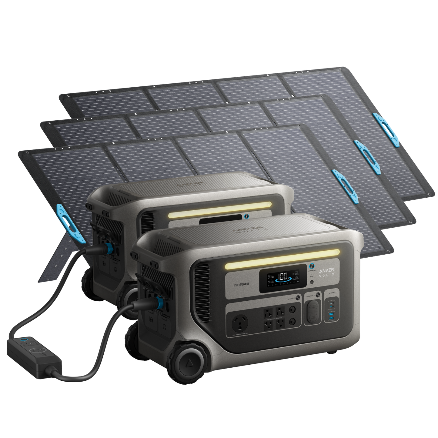 2× Anker SOLIX F3000 Portable Power Station + Double Power Hub