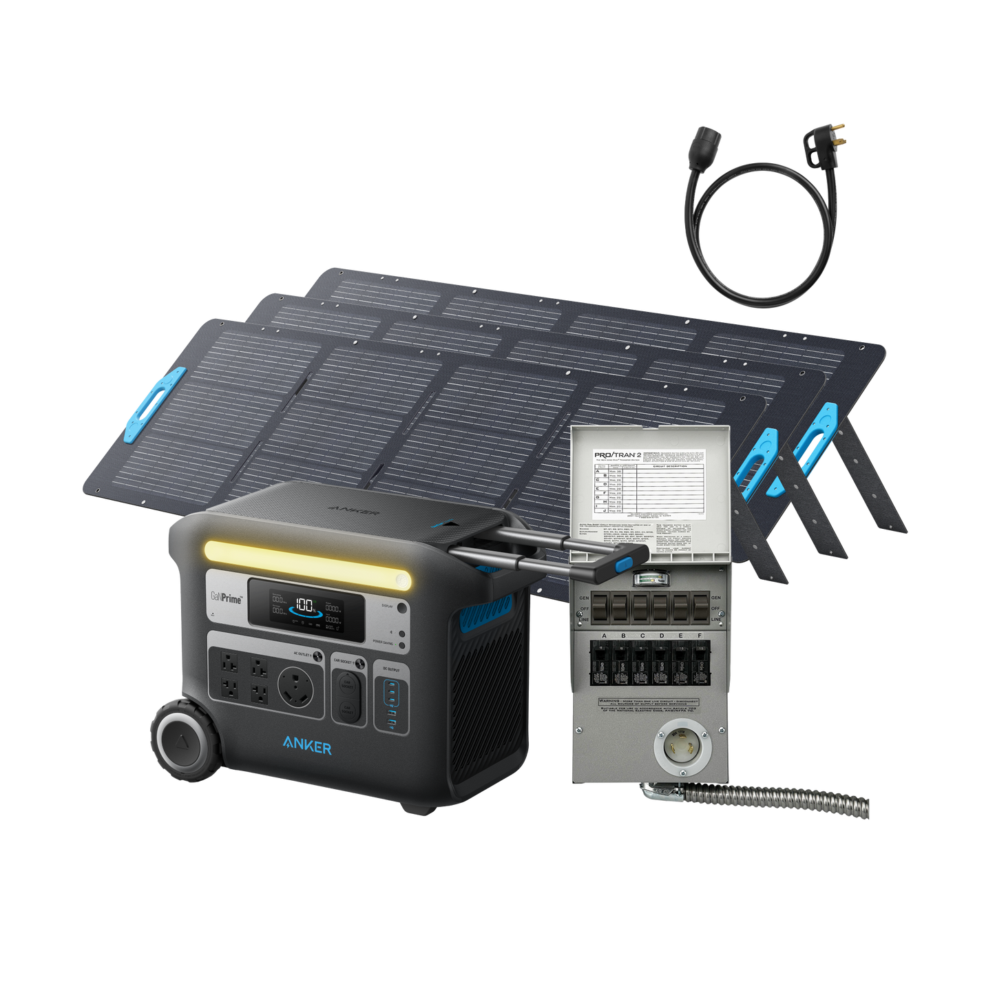 Anker SOLIX F2000 + 6-Circuit Manual Transfer Switch + 3× 200W Solar Panel