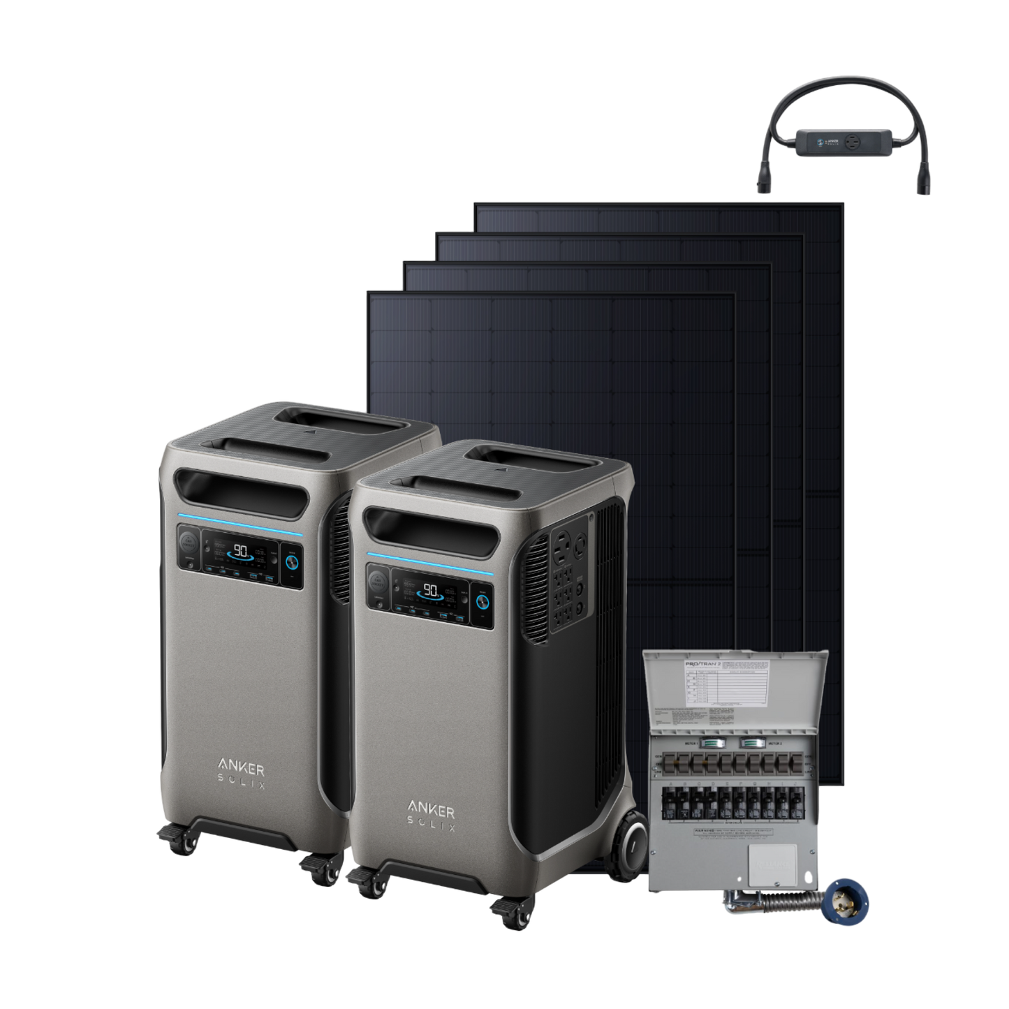 2× Anker SOLIX F3800 + Double Power Hub + Home Backup Kit (Transfer Switch + Cable) - NEW