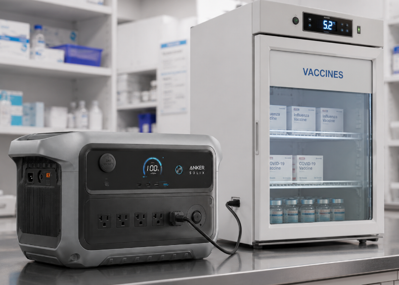Vaccine fridge battery backup
