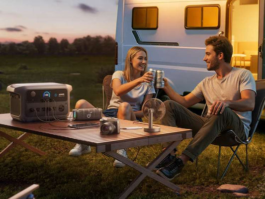 Off-grid camping with a portable power station
