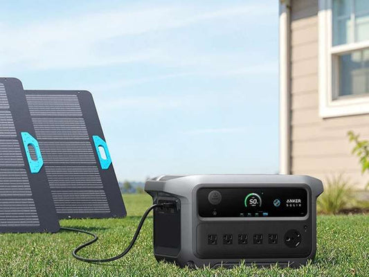 Portable power station with solar panels