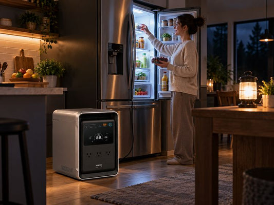 Portable power station for a refrigerator