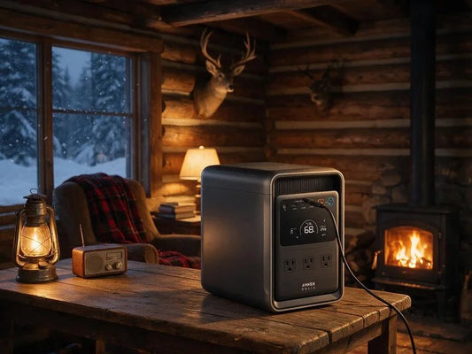 Portable power station in off-grid cabin