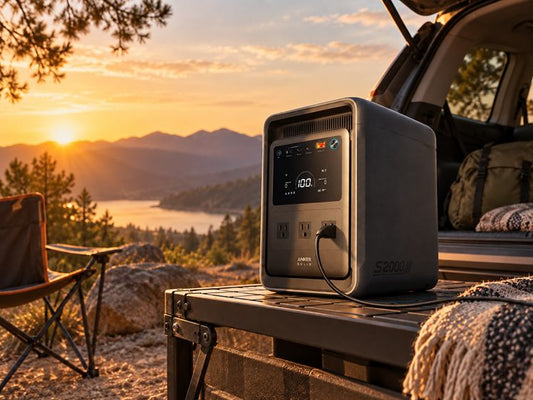 Outdoor power unit at sunset