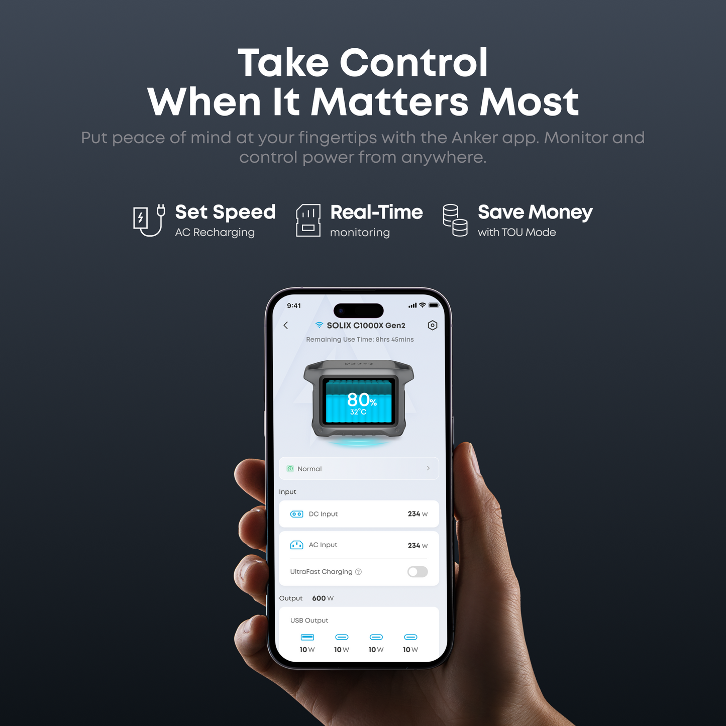 Anker-SOLIX C1000X Gen 2 Portable Power Station(1,024Wh)-Dark Grey