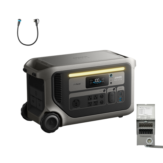 Anker SOLIX F3000 + Transfer Switch (120V, 6-Circuit) + Generator Input Adapter (120V)