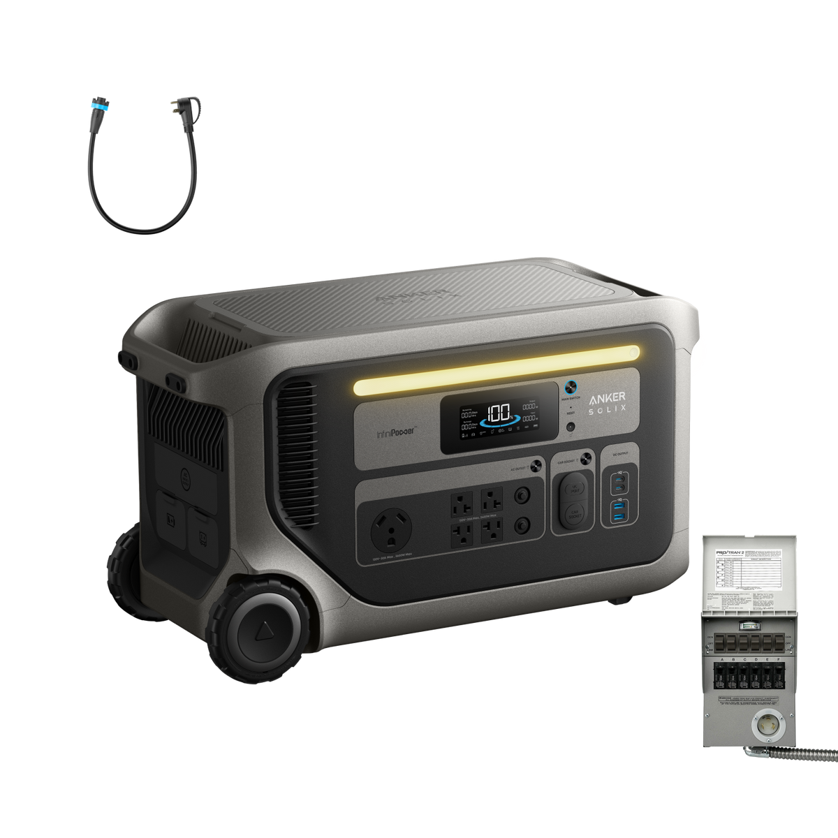 Anker SOLIX F3000 + Transfer Switch (120V, 6-Circuit) + Generator Input Adapter (120V)