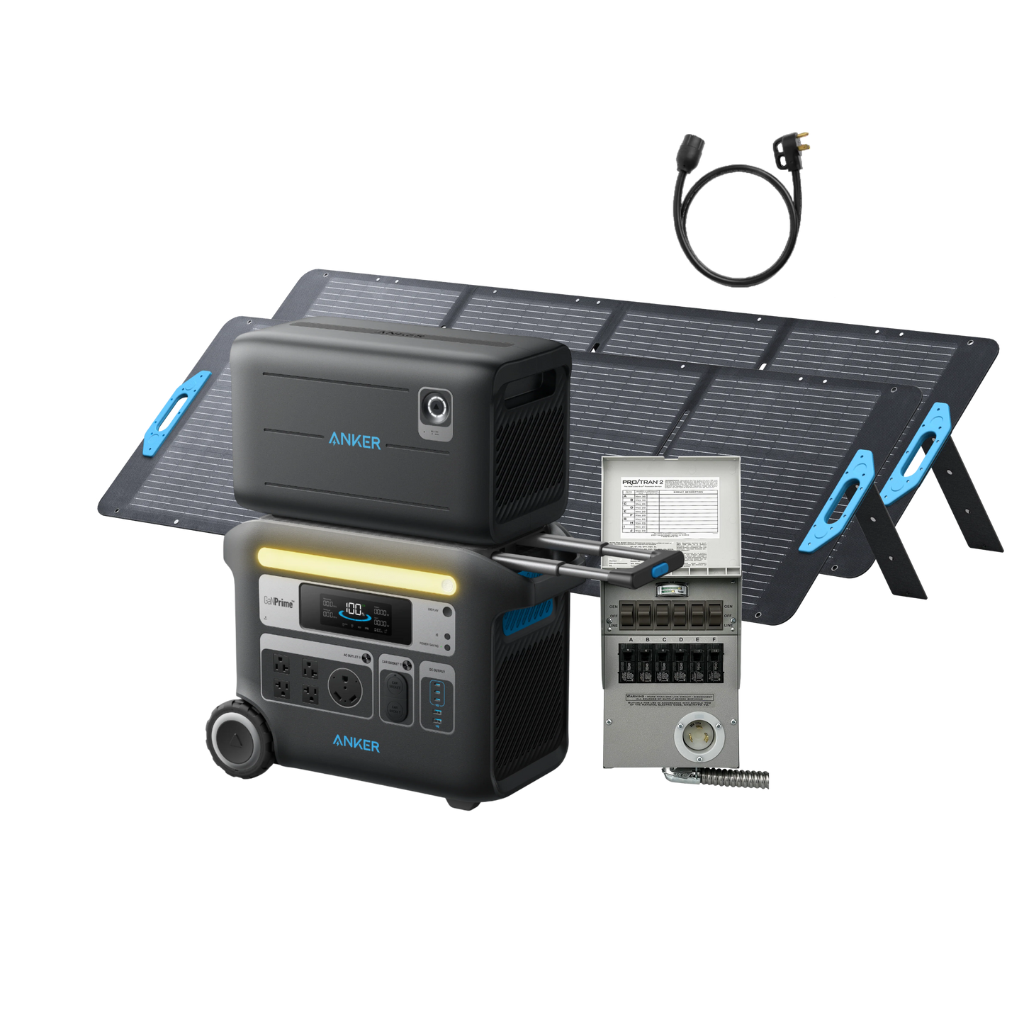 Anker SOLIX F2000 + BP2000 Expansion Battery + 6-Circuit Manual Transfer Switch + 2× 200W Solar Panel