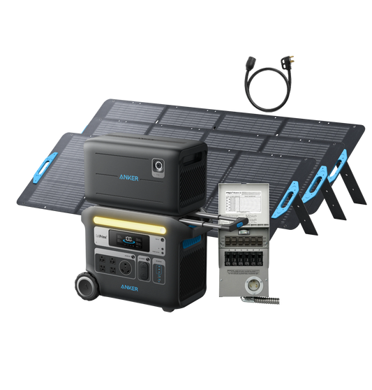 Anker SOLIX F2000 + BP2000 Expansion Battery + 6-Circuit Manual Transfer Switch + 3× 200W Solar Panel