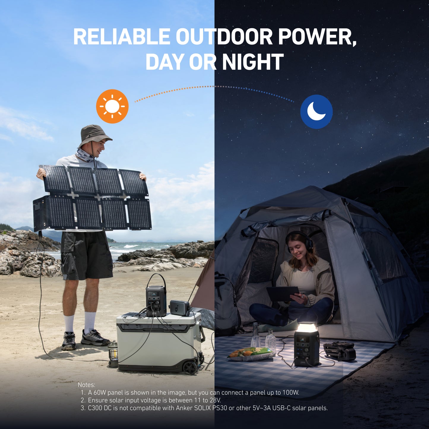 Anker SOLIX C300X DC Portable Power Station with 60W Soalr Panel