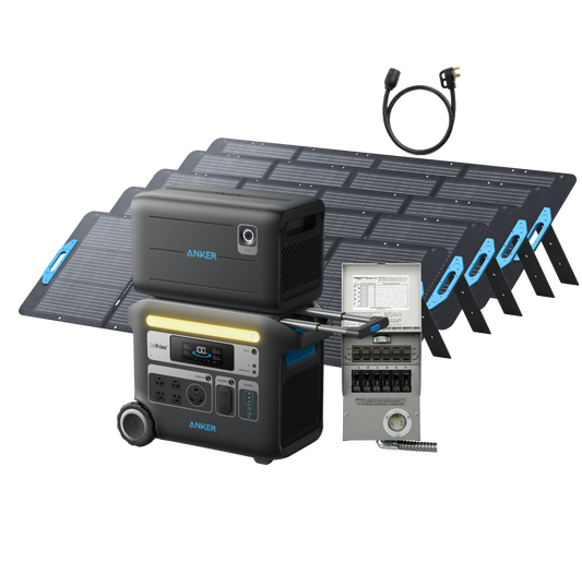 Anker SOLIX F2000 + BP2000 Expansion Battery + 6-Circuit Manual Transfer Switch + 5× 200W Solar Panel