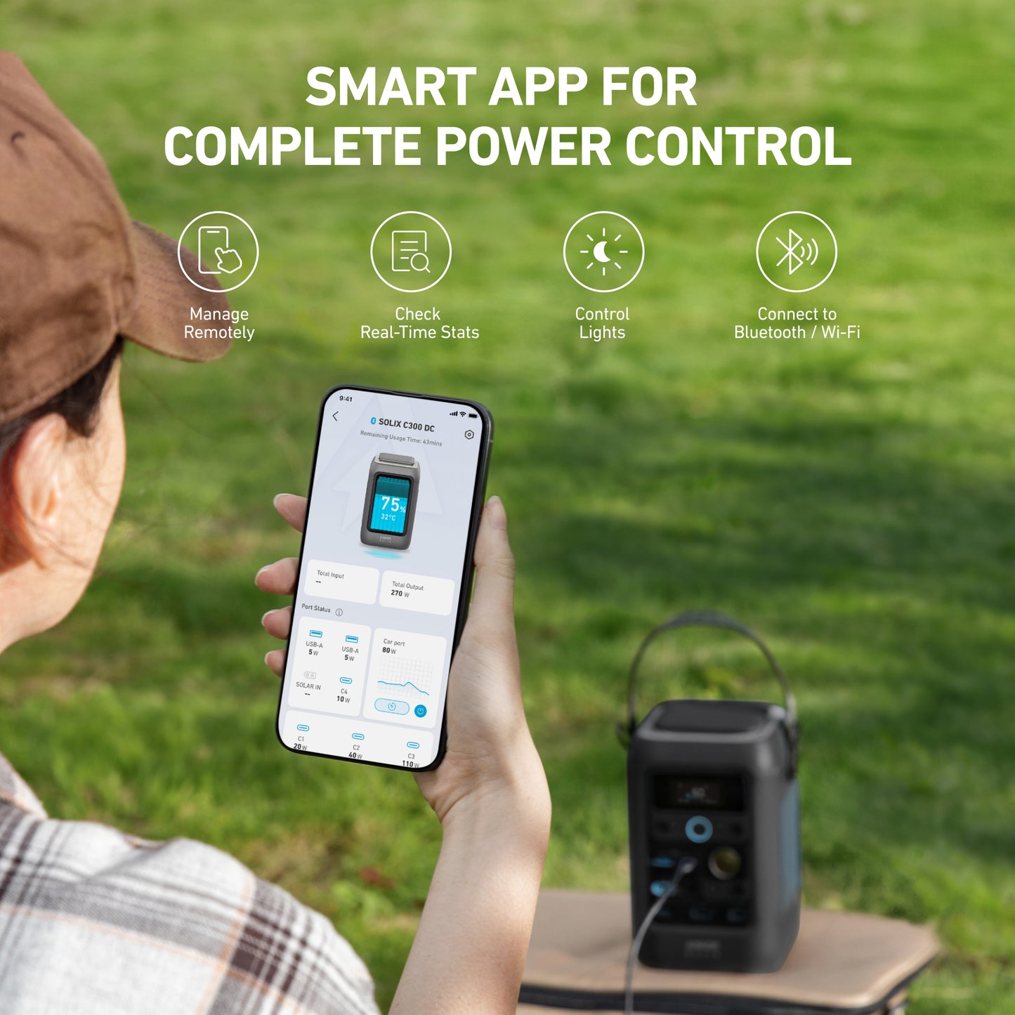 Anker SOLIX C300X DC Portable Power Station with 60W Soalr Panel