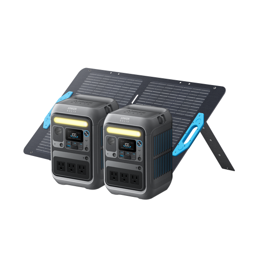 2× Anker SOLIX C300 Portable Power Station + 100W Solar Panel
