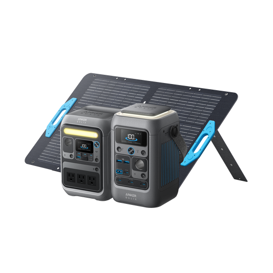 Anker SOLIX C300 Portable Power Station + C300 DC Portable Power Station + 100W Solar Panel