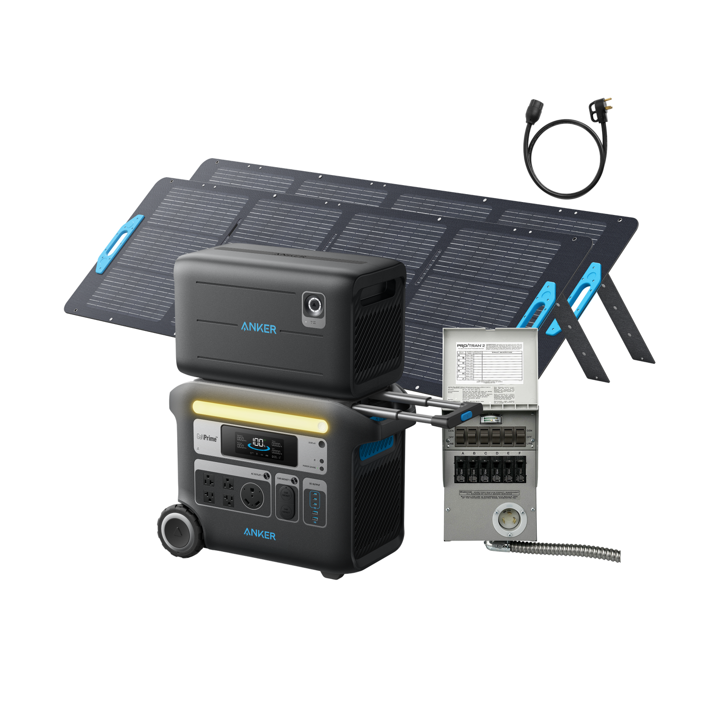 Anker SOLIX F2000 + BP2600 Expansion Battery + 2x 200W Solar Panel + 6-Circuit Manual Transfer Switch
