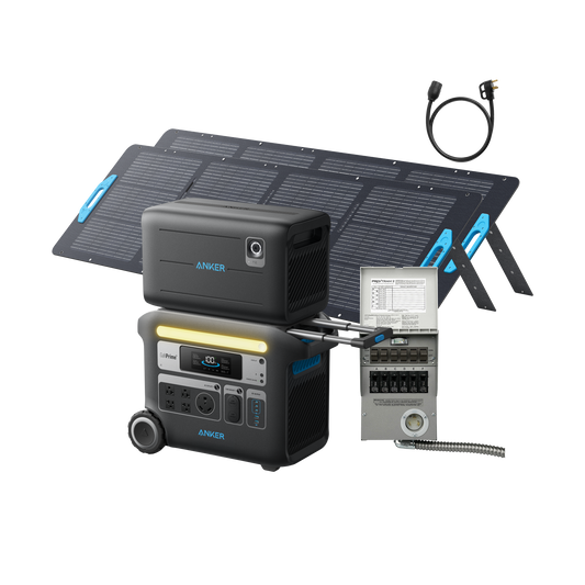 Anker SOLIX F2000 + BP2600 Expansion Battery + 2x 200W Solar Panel + 6-Circuit Manual Transfer Switch