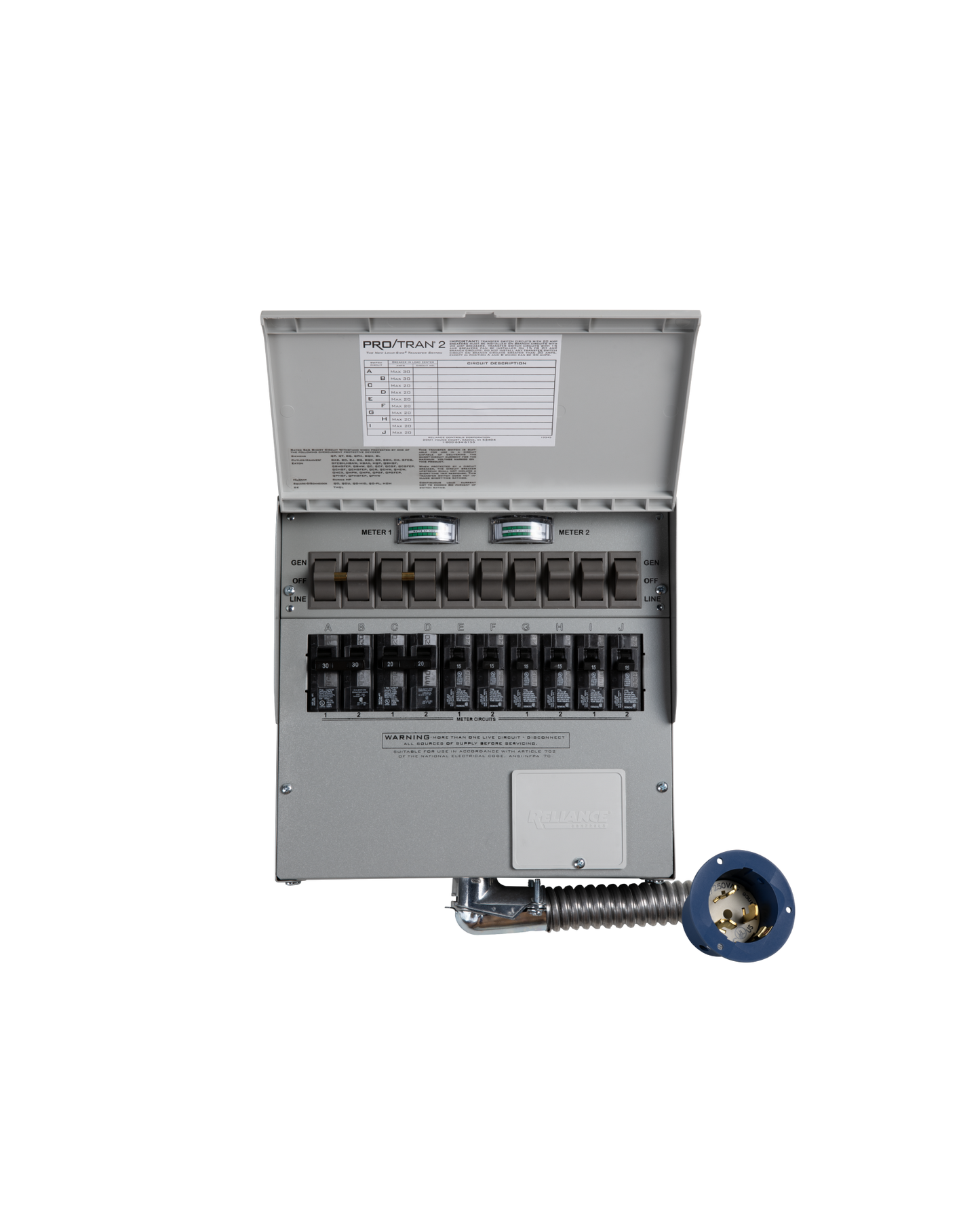 10-Circuit Manual Transfer Switch(120V/240V, 50 Amp, For F3800, 2× F3800 Plus)