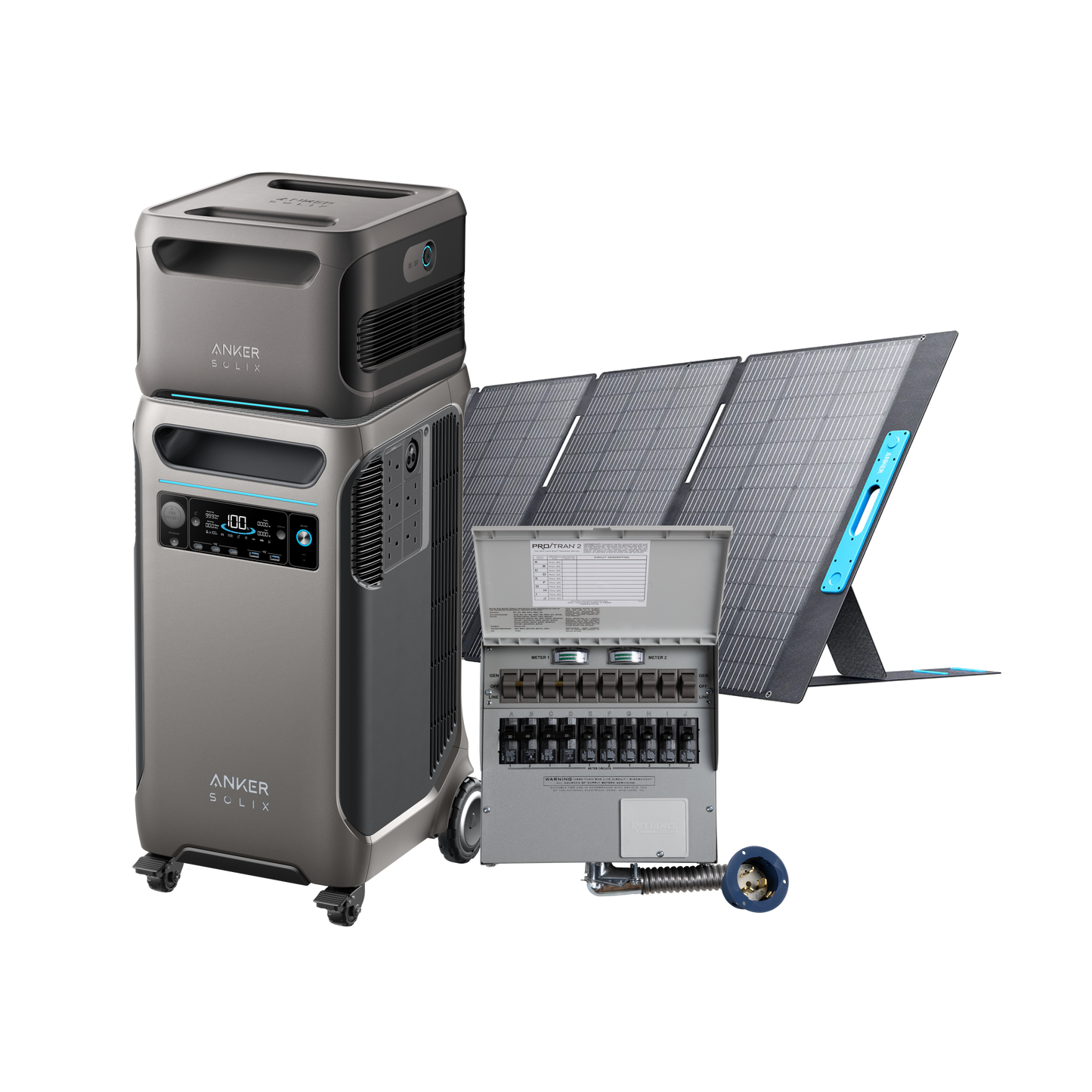 Anker SOLIX F3800 + Expansion Battery + 10-Circuit Manual Transfer Switch + 400W Solar Panel