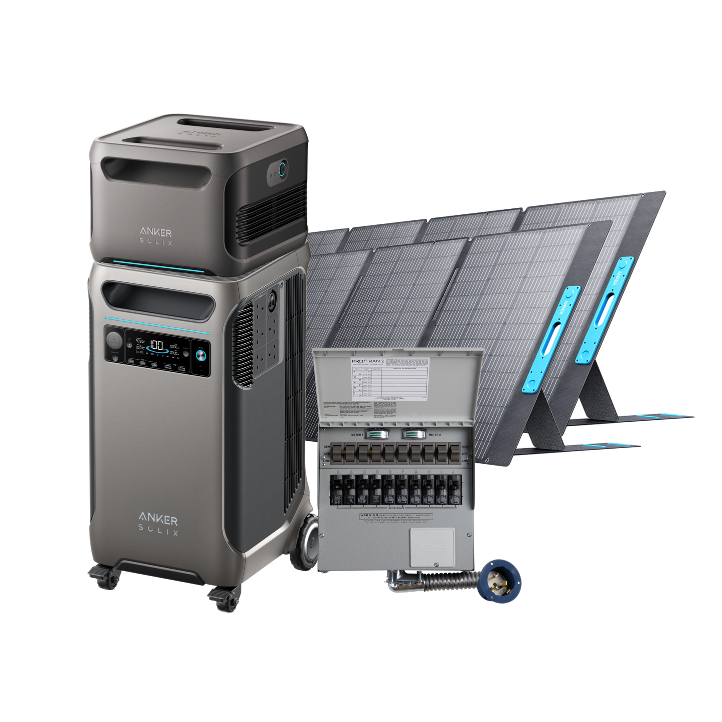 Anker SOLIX F3800 + Expansion Battery + 10-Circuit Manual Transfer Switch + 2× 400W Solar Panels