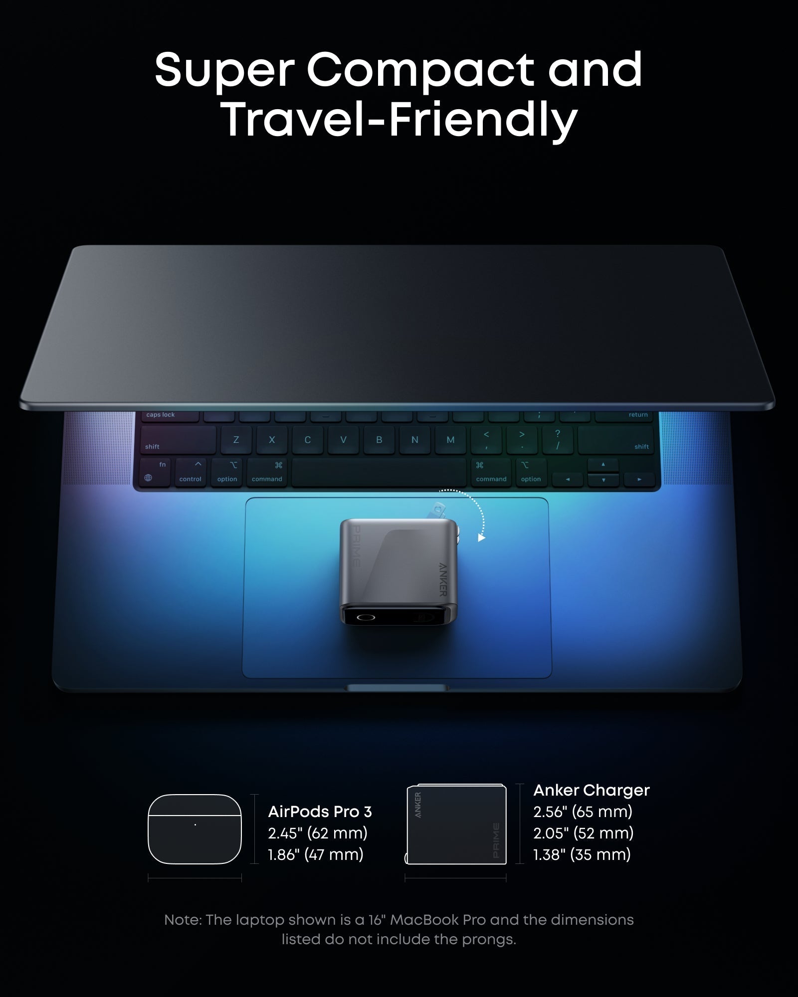 Anker compact charger with travel-friendly size for portability, charger