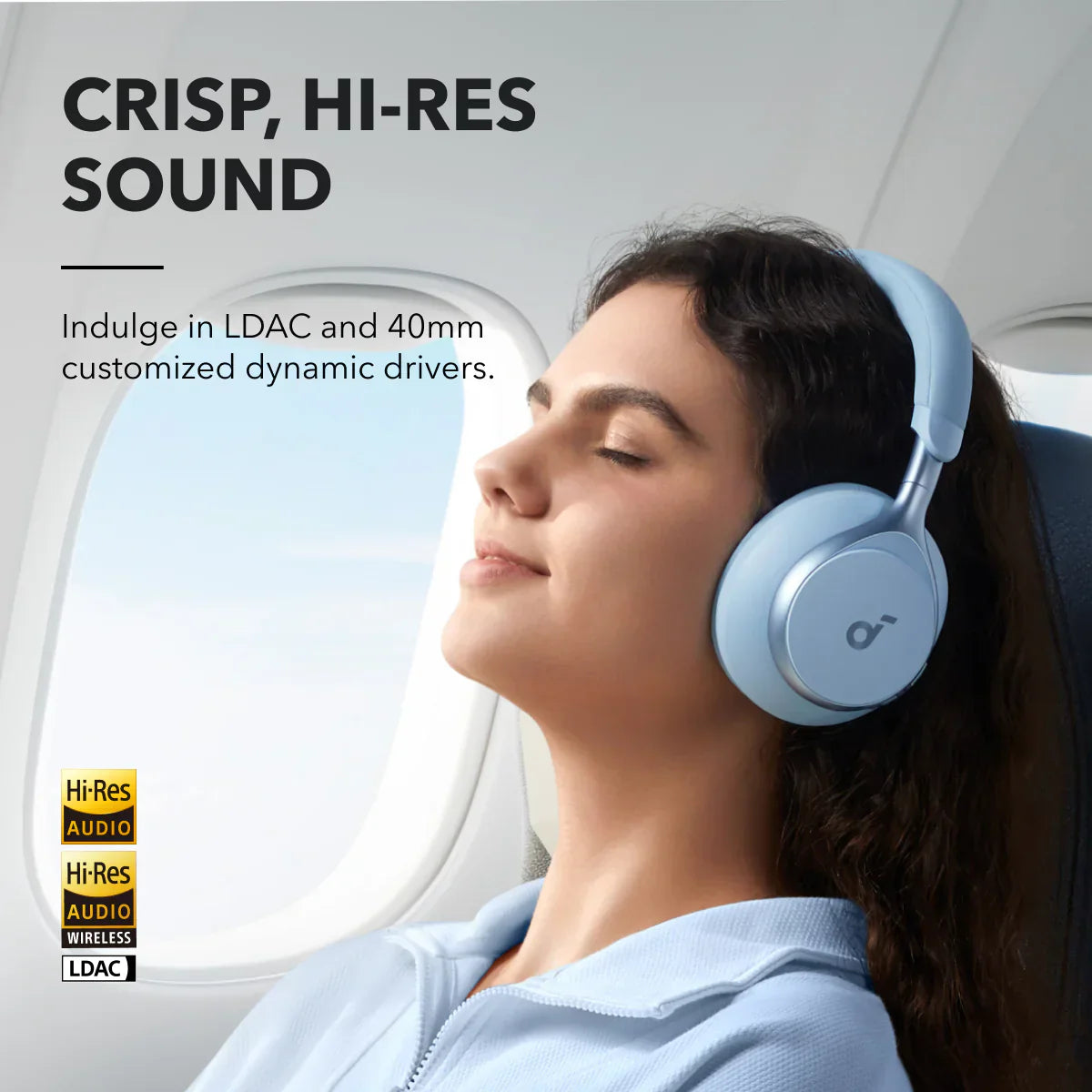 soundcore over-ear headphones with hi-res audio for dynamic sound