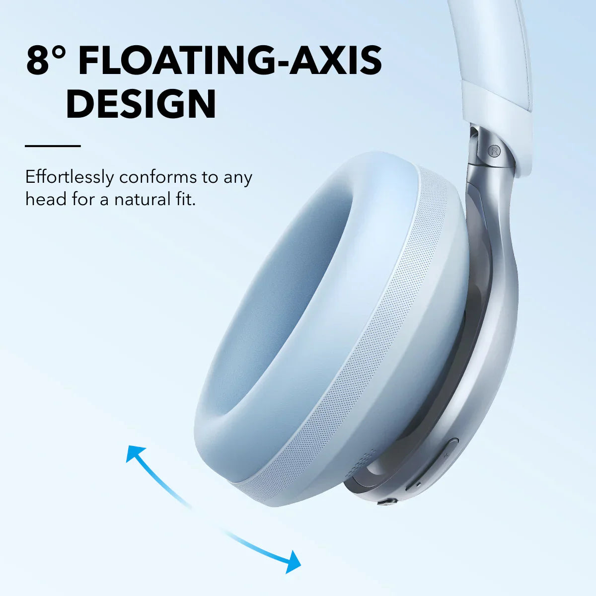 soundcore over-ear headphones with floating-axis design for natural fit