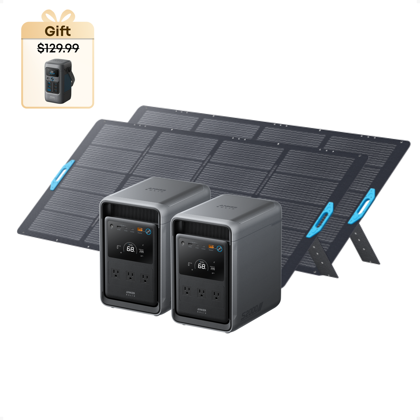 2× Anker SOLIX S2000 + 2× 400W Portable Solar Panel