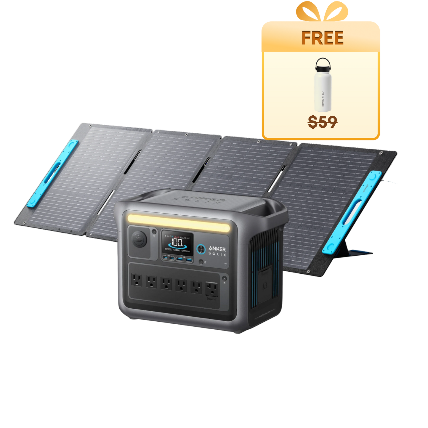 Anker SOLIX C1000 Solar Generator + 200W Solar Panel + Free Thermos Flask - Firework