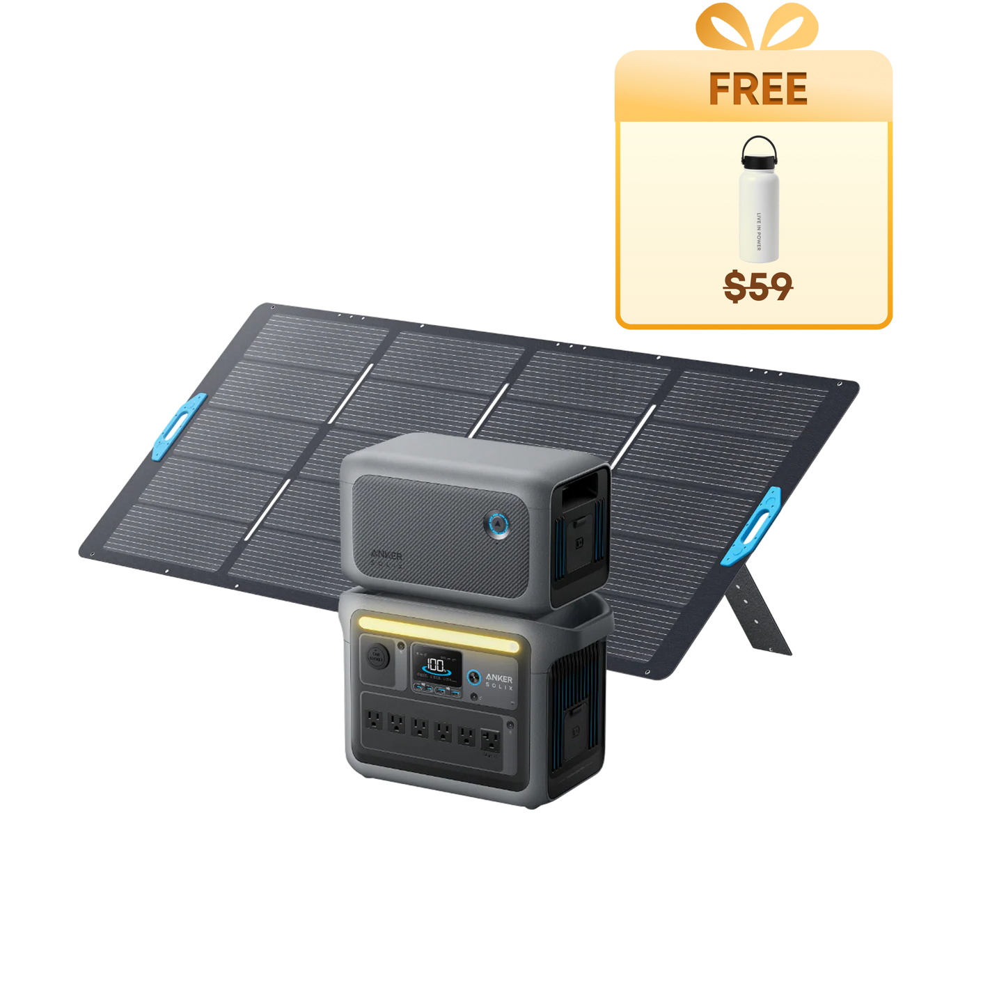 Anker SOLIX C1000 + Expansion Battery + 400W Solar Panel + Free Thermos Flask - Firework
