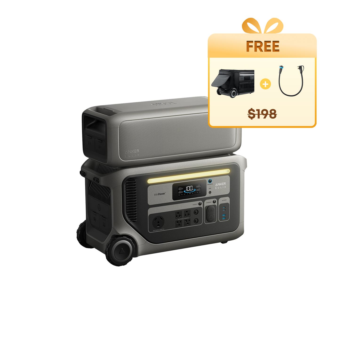Anker SOLIX F3000 + Expansion Battery + Free Protective Cover + Free 120V Generator Input Adapter - Firework