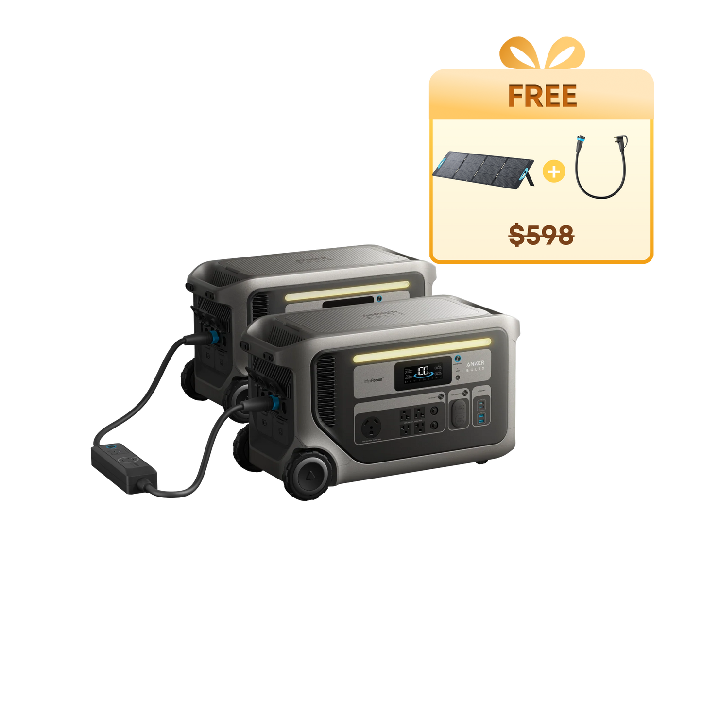 2× Anker SOLIX F3000 + Free 120V Generator Input Adaptor + Free 200W Solar Panel - Firework