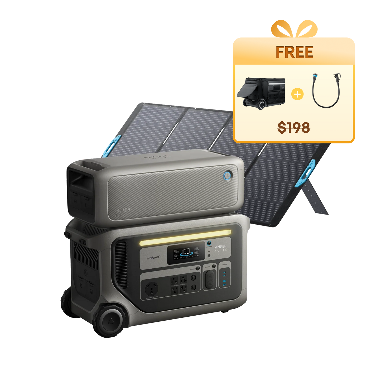 Anker SOLIX F3000 + Expansion Battery + 400W Solar Panel + Free Protective Cover + Free 120V Generator Input Adaptor - Firework