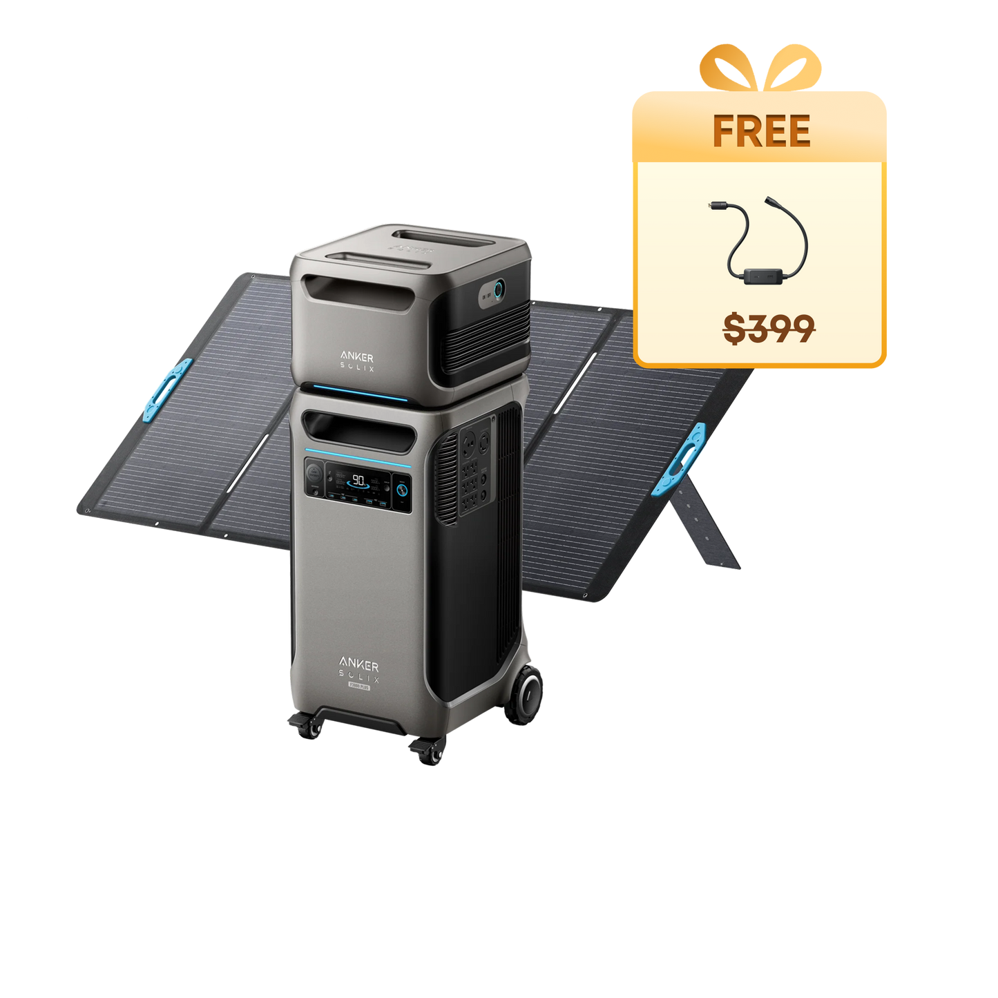 Anker SOLIX F3800 Plus + Expansion Battery  + 400W Solar Panel + Free 240V Bypass Charging Cable - Firework