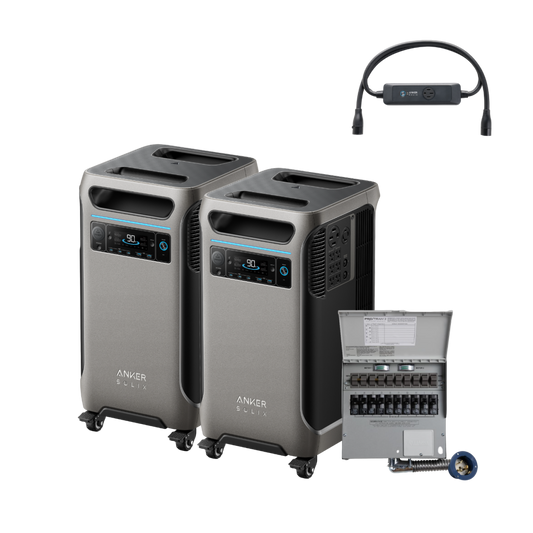 2× Anker SOLIX F3800 + Double Power Hub + Home Backup Kit (Transfer Switch + Cable) - NEW