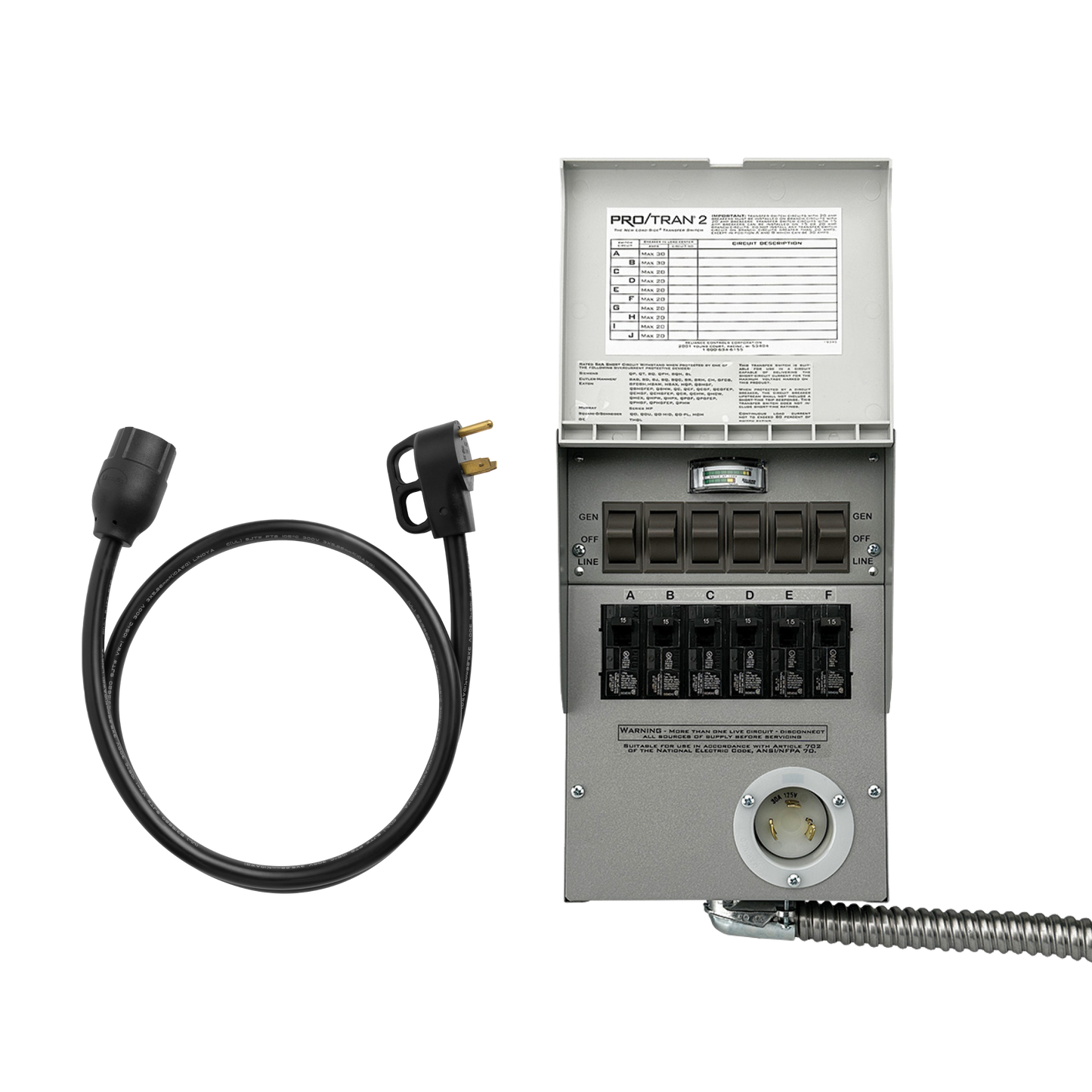 6-Circuit Manual Transfer Switch (120V, 30 Amp, For F3000, F2600, F2000)