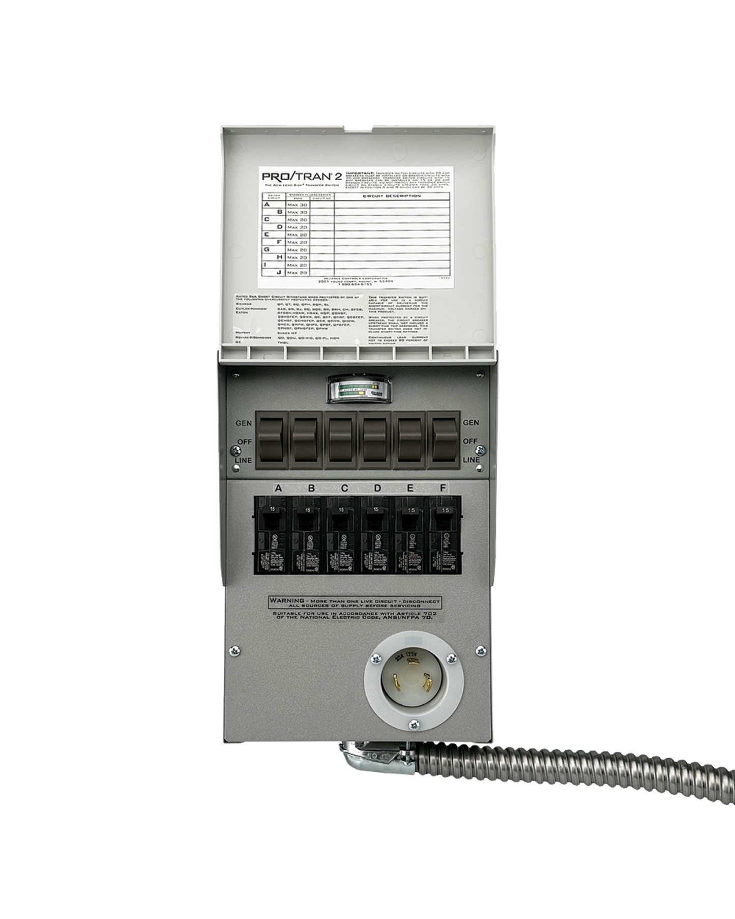 6-Circuit Manual Transfer Switch (120V, 30 Amp, For F3000, F2600, F2000)