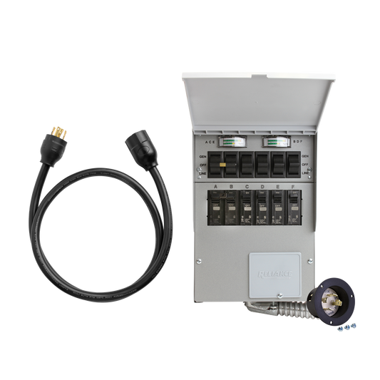 Starter Home Backup Kit (120V/240V, 30 Amp, 6-Circuit Transfer Switch + Cable)  - NEW