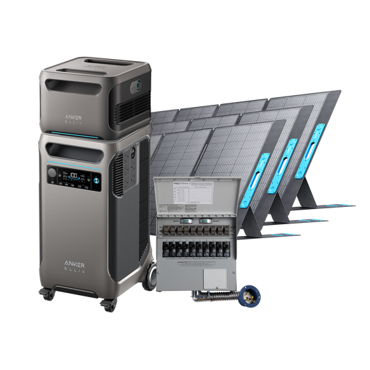 Anker SOLIX F3800 + Expansion Battery + 10-Circuit Manual Transfer Switch+ 3× 400W Solar Panels