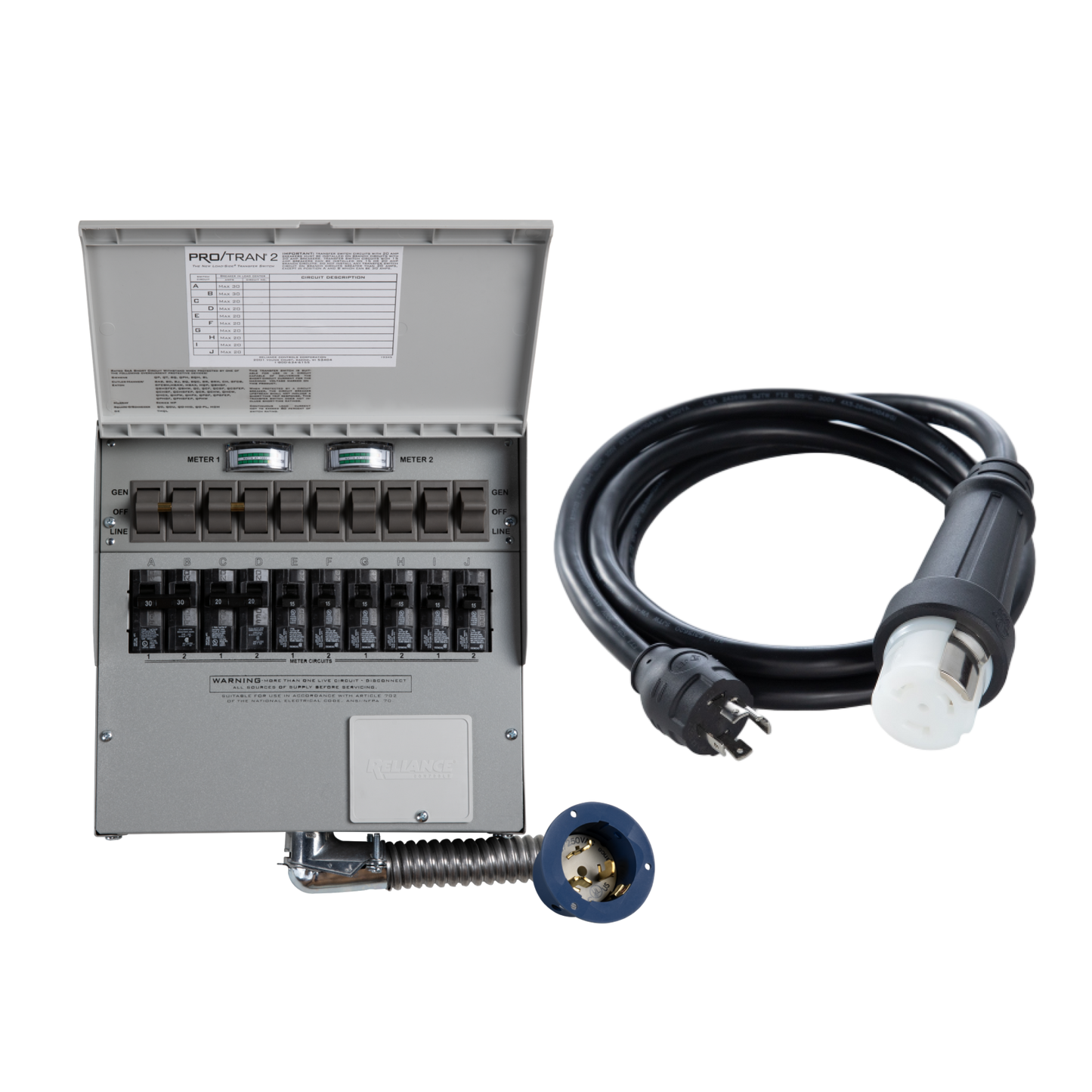 10-Circuit Manual Transfer Switch (120V/240V, 30 Amp, 10-Circuit Transfer Switch + Cable, For F3800 Plus & 2× F3000)