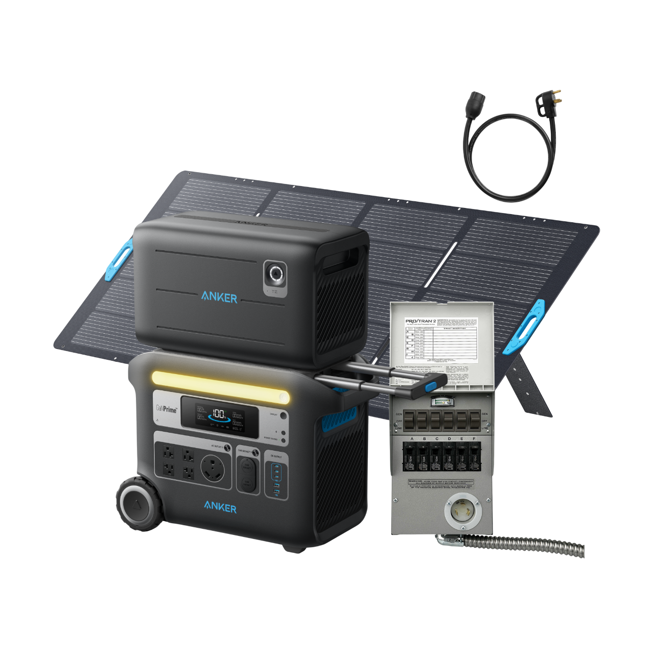 Anker SOLIX F2000 + BP2600 Expansion Battery + 400W Solar Panel + 6-Circuit Manual Transfer Switch