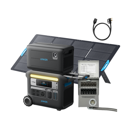 Anker SOLIX F2000 + BP2600 Expansion Battery + 400W Solar Panel + 6-Circuit Manual Transfer Switch