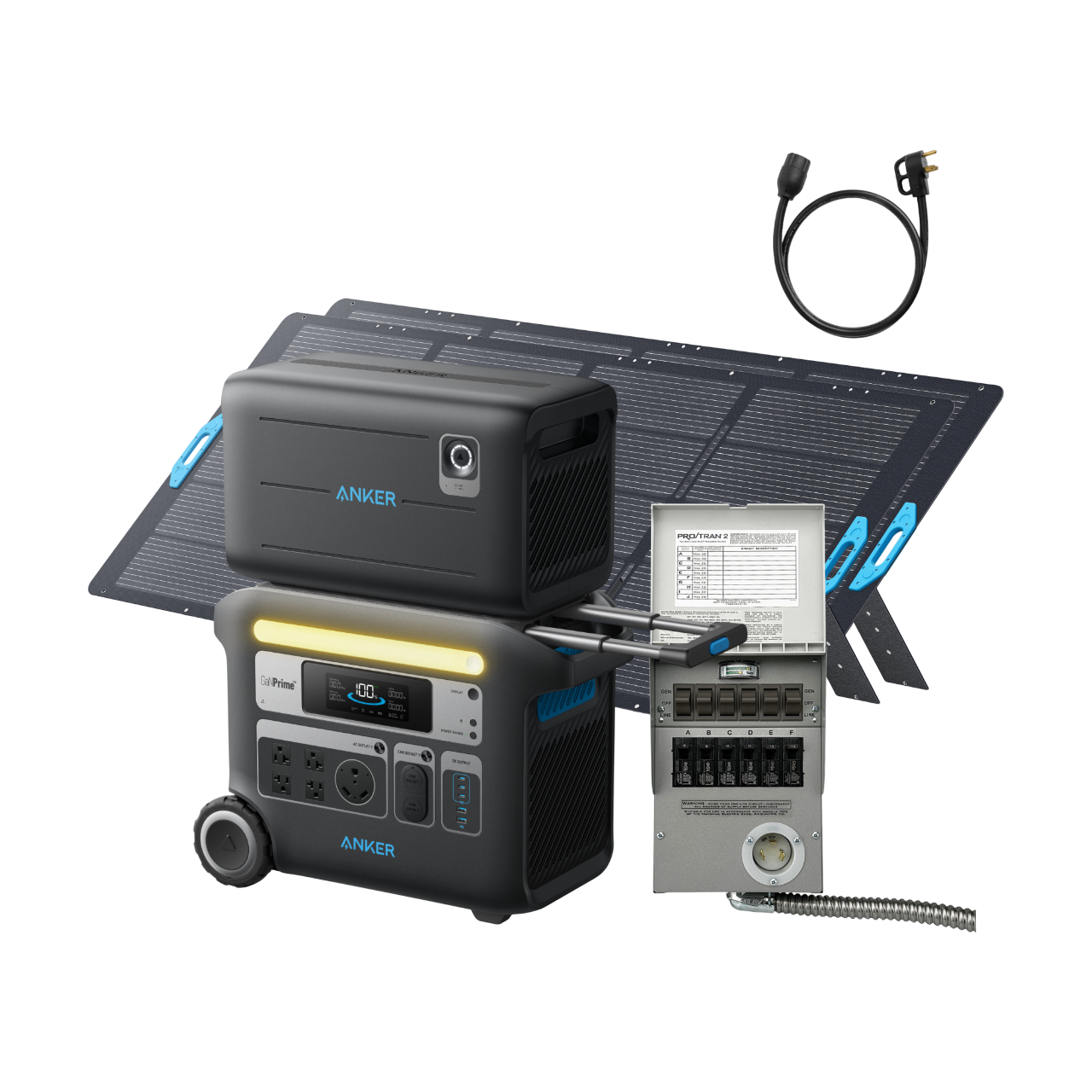 Anker SOLIX F2000 + BP2000 Expansion Battery + 6-Circuit Manual Transfer Switch + 2× 400W Solar Panel