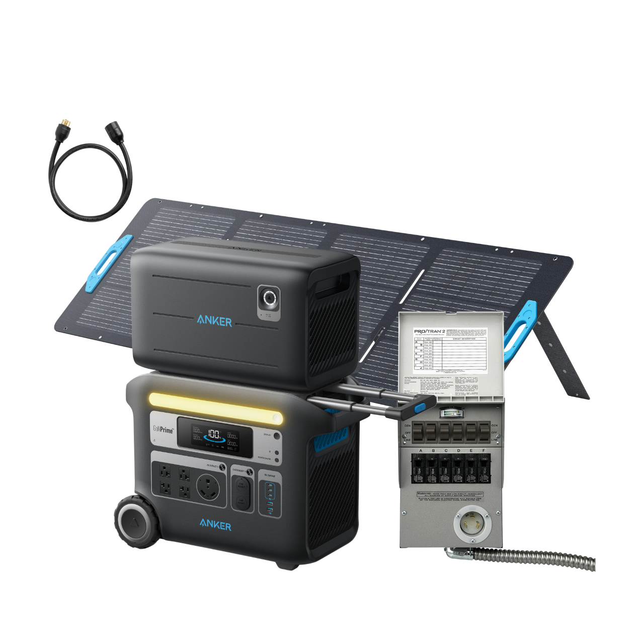 Anker SOLIX F2000 + Expansion Battery + 200W Solar Panel + 6-Circuit Manual Transfer Switch