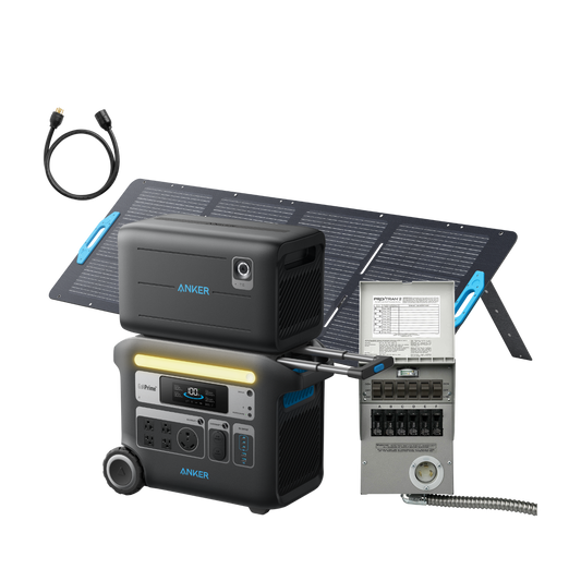 Anker SOLIX F2000 + Expansion Battery + 200W Solar Panel + 6-Circuit Manual Transfer Switch