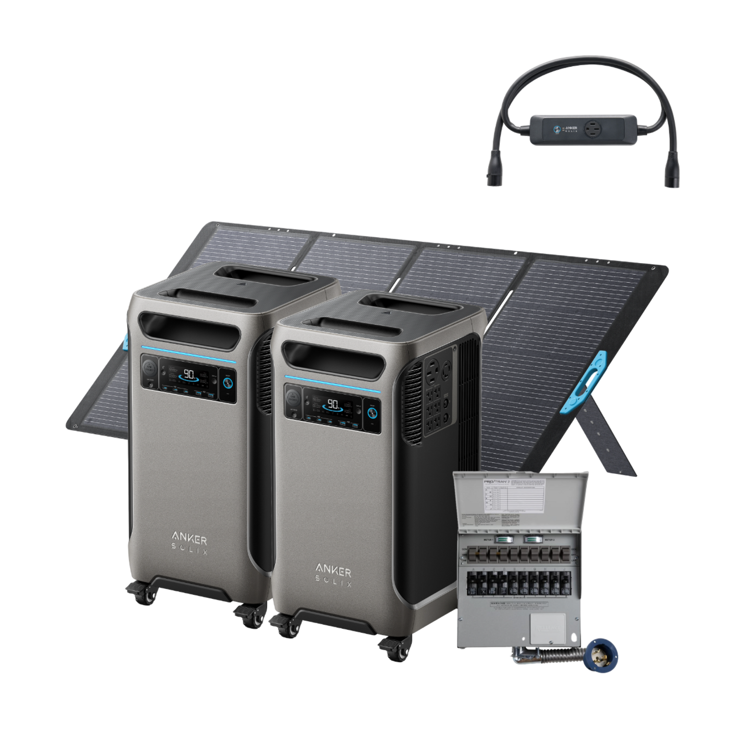 2× Anker SOLIX F3800 + Double Power Hub + Home Backup Kit (Transfer Switch + Cable) - NEW