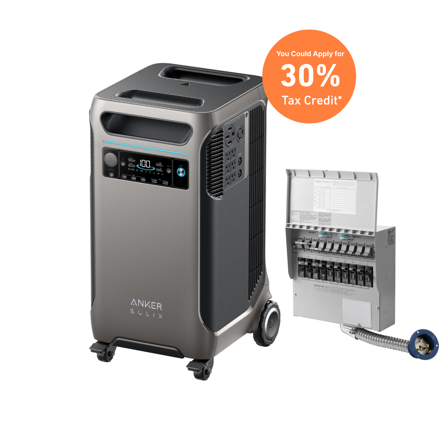 Anker SOLIX F3800 + Home Backup Kit (Transfer Switch + Cable) - NEW